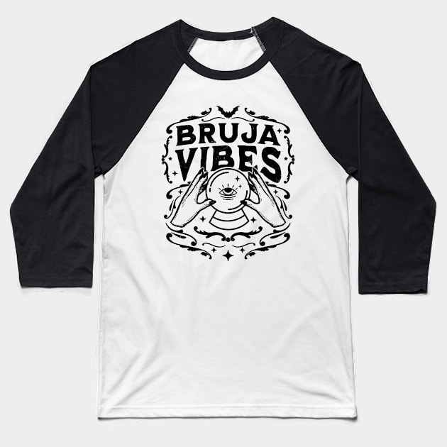 Bruja Vibes Mexican Witch Halloween Witchy Retro Vintage Baseball T-Shirt by OrangeMonkeyArt